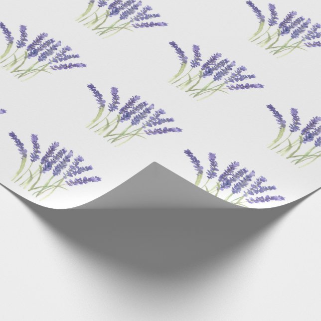 Papier Cadeau Fleurs de lavande Herbes Violet Aquarelle Élégante (Coin)