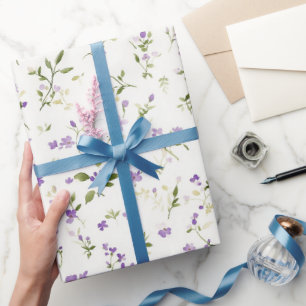 Papier Cadeau Fleurs De Lavande Jolies Fête D'anniversaire