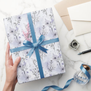 Papier Cadeau Fleurs de Lavande Romantiques