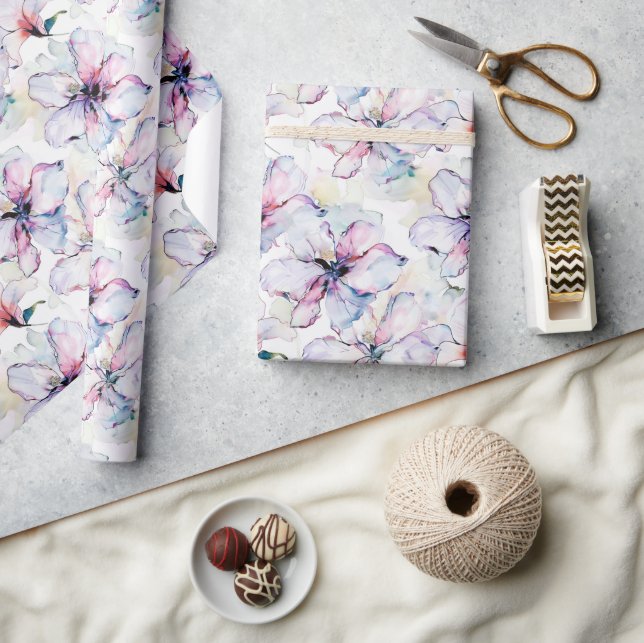 Papier Cadeau Fleurs de l'île violette Anniversaire (Artisanat)