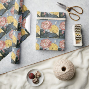 Papier Cadeau Fleurs de Lotus Vintage, Le Haricot Égyptien Sacré