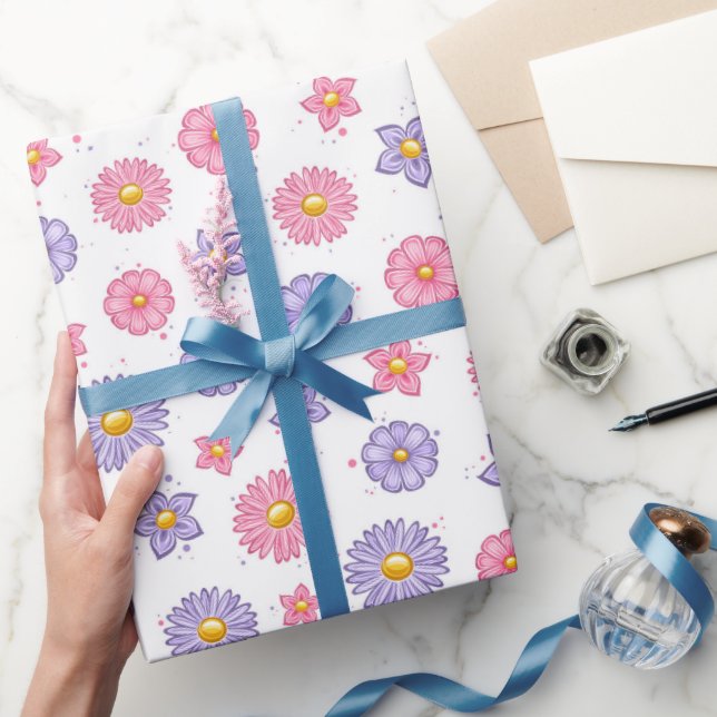 Papier Cadeau Fleurs de marguerite  (Cadeaux)