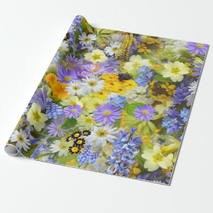 Papier Cadeau Fleurs de marguerite, de primevère, de jonquille