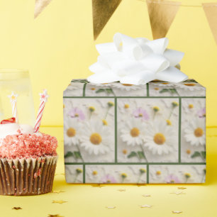 Papier Cadeau Fleurs de marguerite et de cosmos sur papier désos