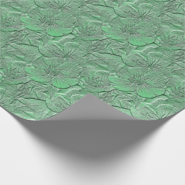 Papier Cadeau Fleurs de marguerite verte Motif d'art naturel (Coin)