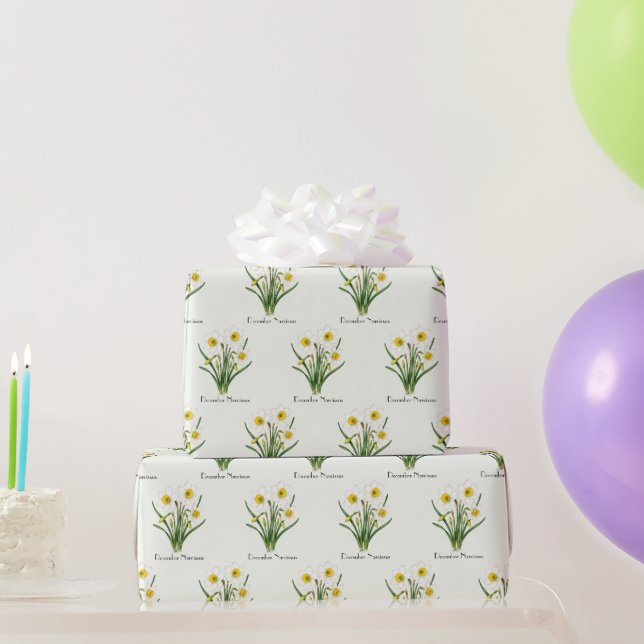 Papier Cadeau Fleurs de Narcisse de Décembre (Cadeaux de fête)