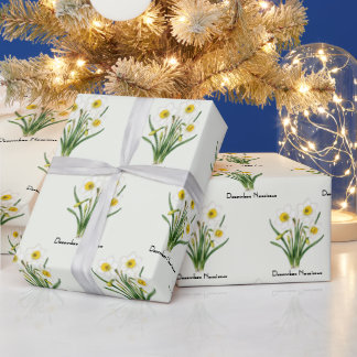 Papier Cadeau Fleurs de Narcisse de Décembre