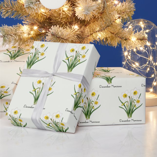 Papier Cadeau Fleurs de Narcisse de Décembre (Vacances)