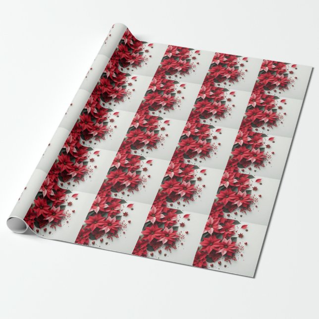 Papier Cadeau Fleurs de Noël (Déroulé)