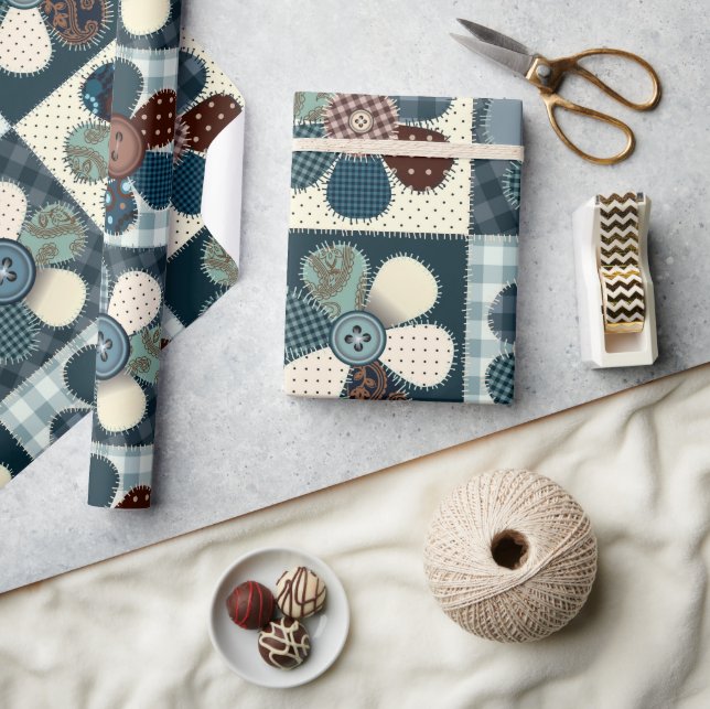 Papier Cadeau Fleurs de Patchwork (Artisanat)