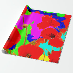Papier Cadeau Fleurs de pavot Colorful Bright Art Floral Abstrai