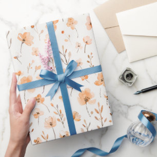 Papier Cadeau Fleurs de Pêche Anniversaire