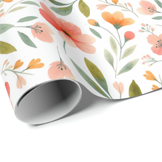 Papier Cadeau Fleurs de pêche au printemps gaies (Coin rond)