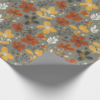 Papier Cadeau Fleurs de Prairie Automnale Maussade