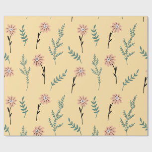 Papier Cadeau Fleurs de prairie : motif botanique minimaliste