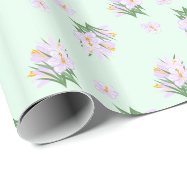 Papier Cadeau Fleurs de printemps crocus (Coin rond)