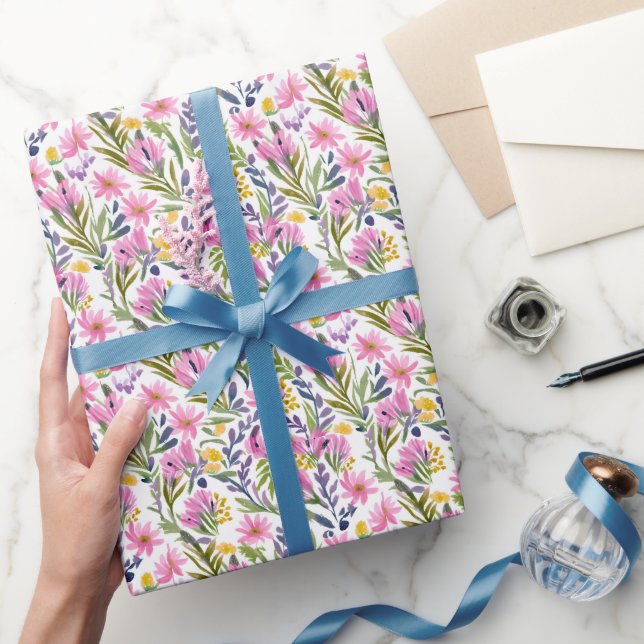 Papier Cadeau Fleurs de printemps | Jolie aquarelle florale Past (Cadeaux)