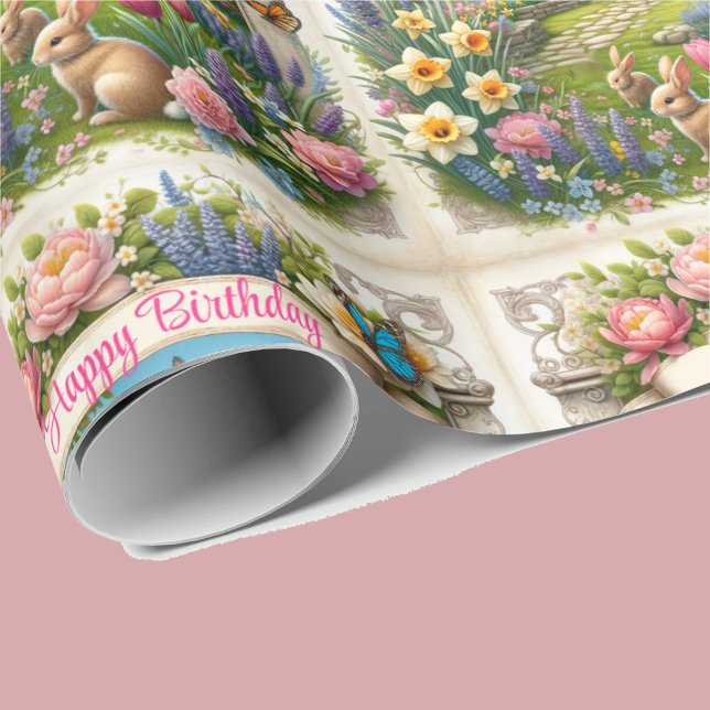 Papier Cadeau Fleurs de printemps Nom du bandeau Joyeuses Tulipe (Créateur téléchargé)