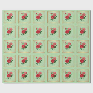Papier Cadeau Fleurs de rose rouge