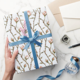 Papier Cadeau Fleurs de roses roses romantiques Baby Shower