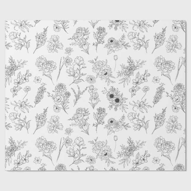 papier cadeau fleurs de saison (Plat)