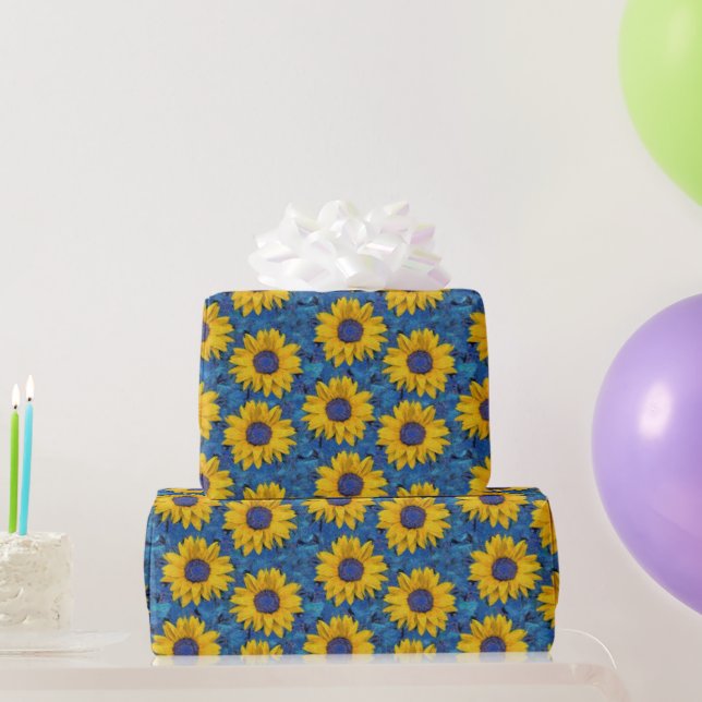 Papier Cadeau Fleurs de soleil (Cadeaux de fête)