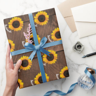 Papier Cadeau Fleurs de soleil et bois d'araignée personnalisées