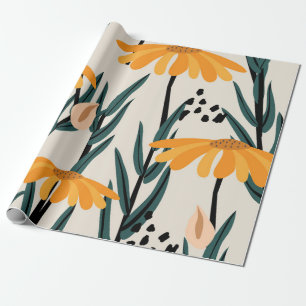 Papier Cadeau Fleurs de soleil jaunes