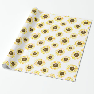 Papier Cadeau Fleurs de soleil jaunes Motif Floral