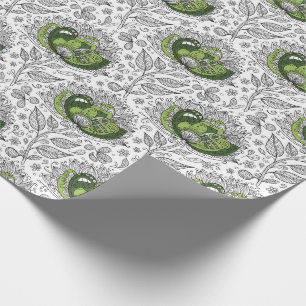 Papier Cadeau Fleurs de style d'art abstrait en nuances de vert