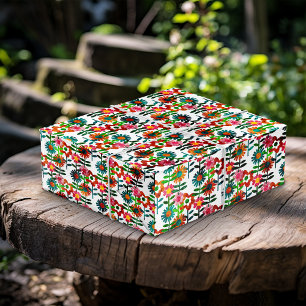 Papier Cadeau Fleurs de style des années 1970