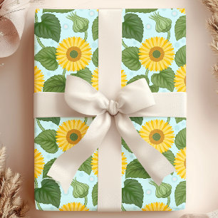 Papier Cadeau Fleurs de tournesol jaune rustique de campagne
