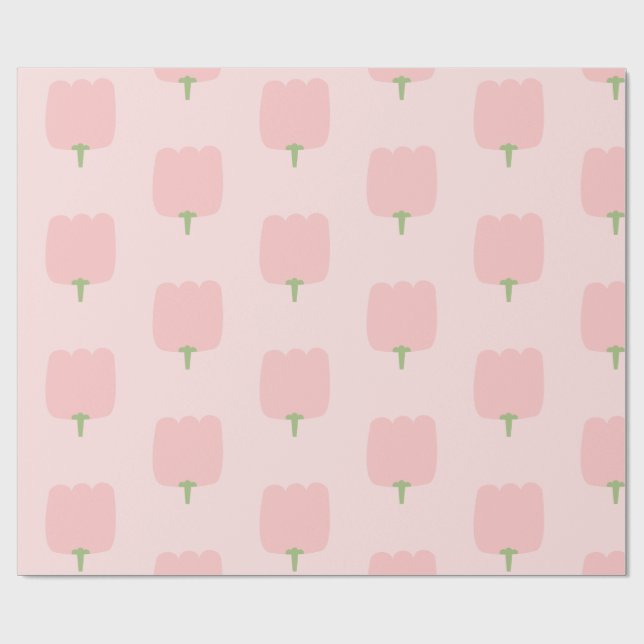 Papier Cadeau Fleurs de tulipe rose printanière Motif floral (Plat)