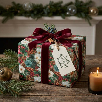 Papier Cadeau Fleurs de vacances de Noël