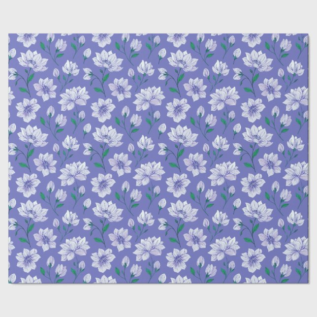 Papier Cadeau Fleurs d'encre sur Lavender (Couture)