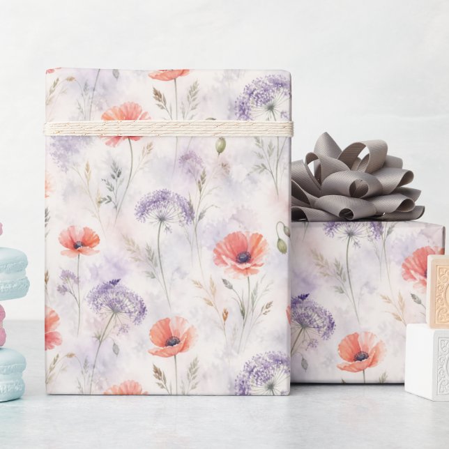 Papier Cadeau Fleurs des Champs et Pavots au Paste (Créateur téléchargé)