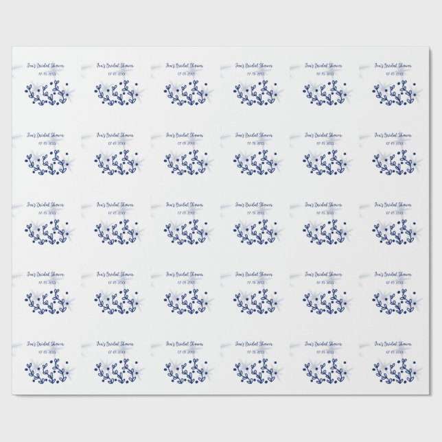 Papier Cadeau Fleurs d'étoiles bleues douche de mariée royale de (Plat)