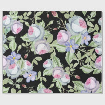 Fleurs d'héritage roses pastel noir