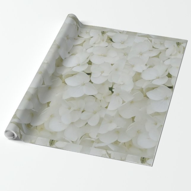 Papier Cadeau Fleurs d'Hydrangée Floral Blanc Élégant Fleur (Déroulé)