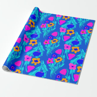 Papier Cadeau Fleurs d'impression Riso Couleurs vives