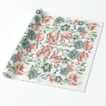 Papier Cadeau fleurs d'ivoire et succulents tombent vintages<br><div class="desc">spécial et belle vintage chute d'aquarelle fleurie motif papier d'emballage</div>