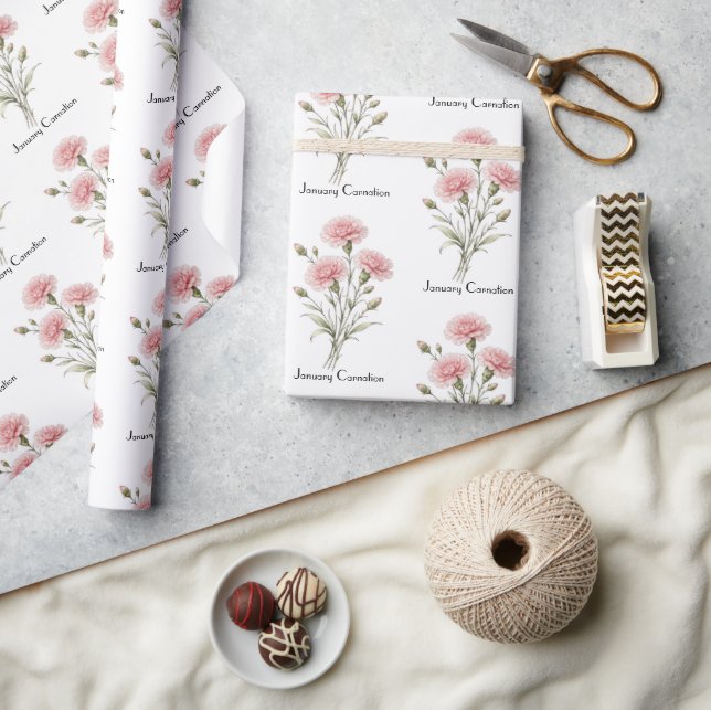 Papier Cadeau Fleurs d'œillet de janvier (Artisanat)