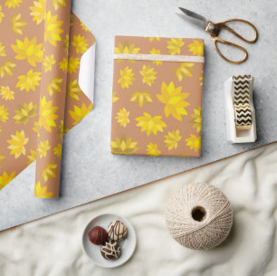 Papier Cadeau Fleurs d'or inspirées par l'automne pour l'automne