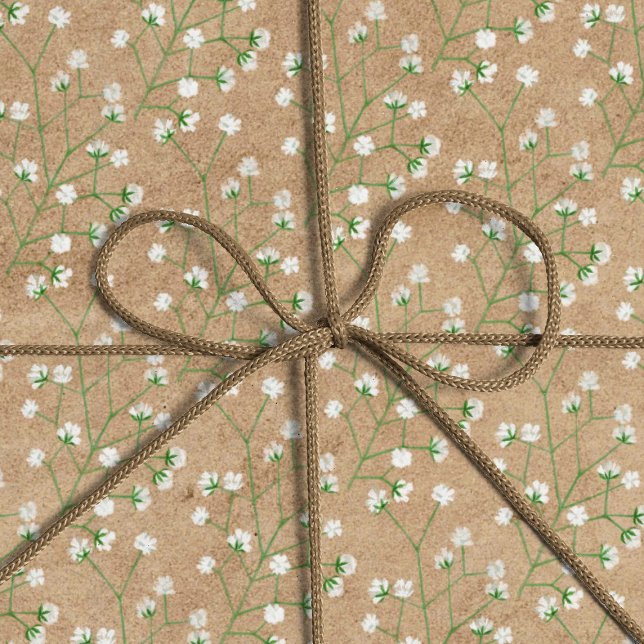 Papier Cadeau Fleurs du souffle du bébé Boho Chic Baptism Mariag (Créateur téléchargé)