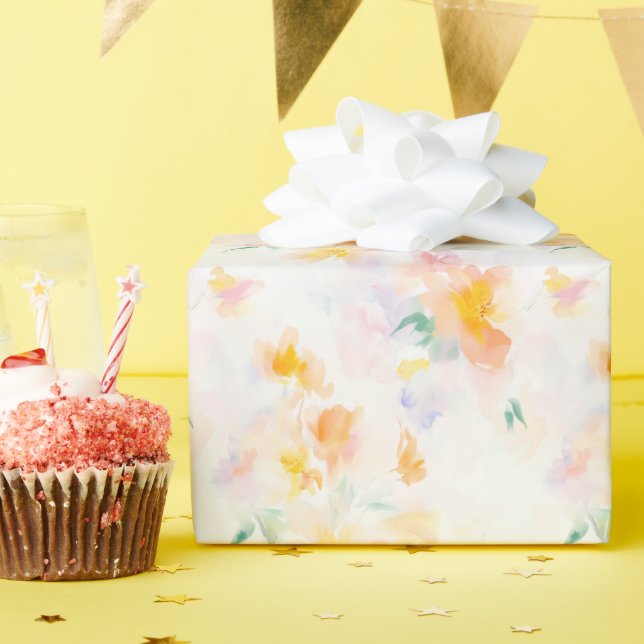 Papier Cadeau Fleurs élégantes de printemps et d'été pour cadeau (Fête d'anniversaire)