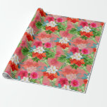 Papier Cadeau Fleurs élégantes sur fond rose<br><div class="desc">Bouquets de fleurs sur papier de soie rose pour enterrements de vie de jeune fille,  mariages,  anniversaires ou toute occasion spéciale.</div>
