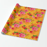Papier Cadeau Fleurs élégantes sur orange<br><div class="desc">Bouquets floraux papier d'emballage orange pour douches nuptiales,  mariages,  anniversaires ou toute occasion spéciale.</div>