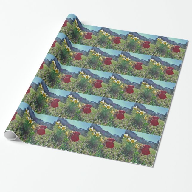 Papier Cadeau Fleurs et fleurs jaunes (Déroulé)