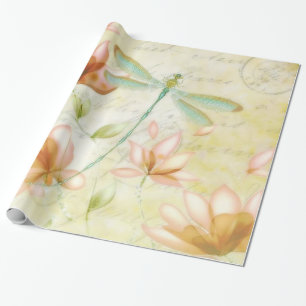 Papier Cadeau Fleurs et libellule