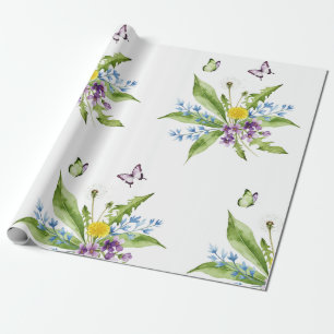 Papier Cadeau Fleurs et papillons